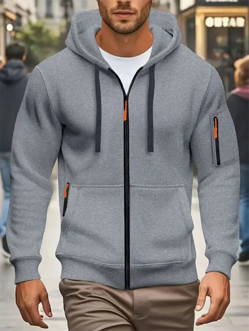 Men's Autumn Winter Hoodies Long Sleeve Sweatshirt Zipper Design Hooded Sweatshirt Men Sportswear Slim Fit Casual coat men tops