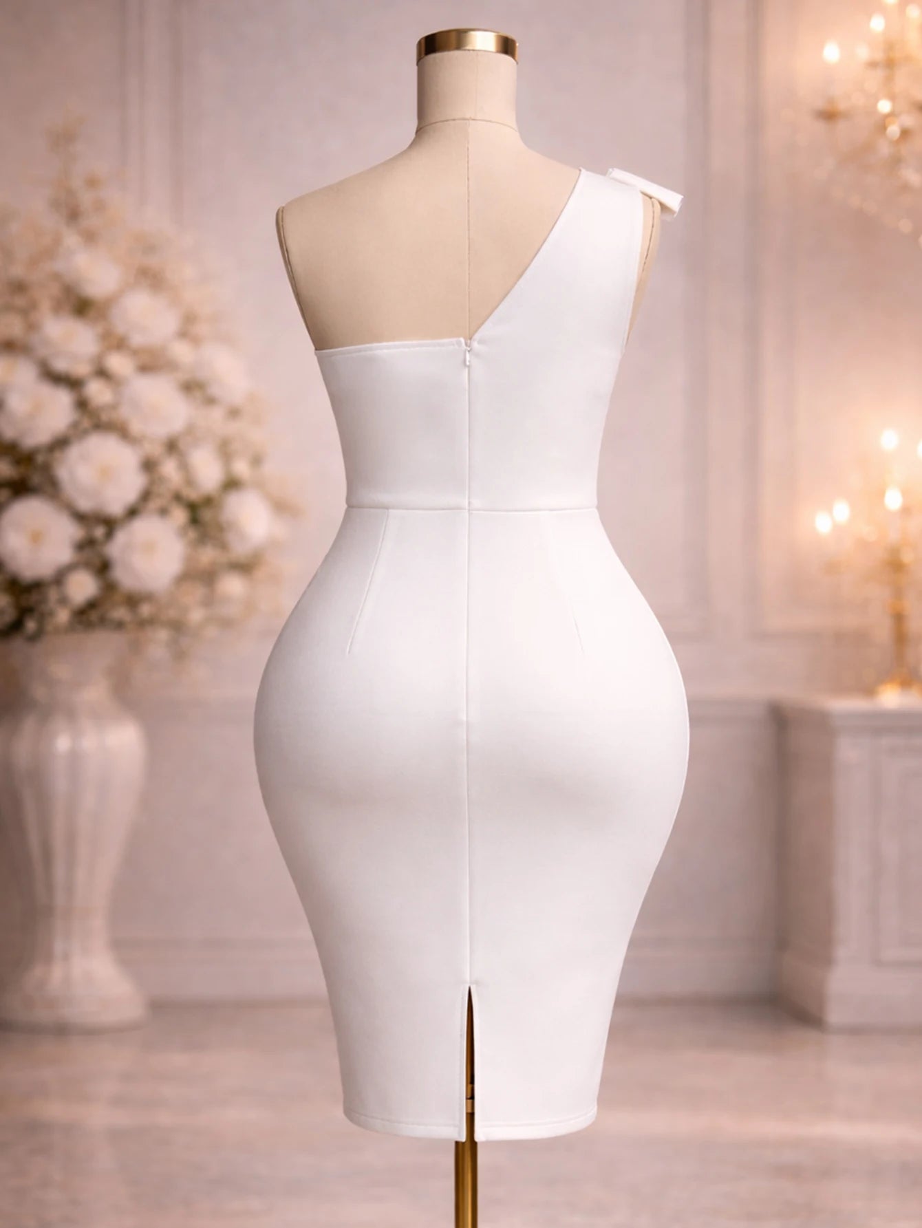 White Elegant Women Off Shoulder Bodycon Dress Sleeveless High Waist Package Hip Slim Ceremony Party Wedding Guest Event Outfits