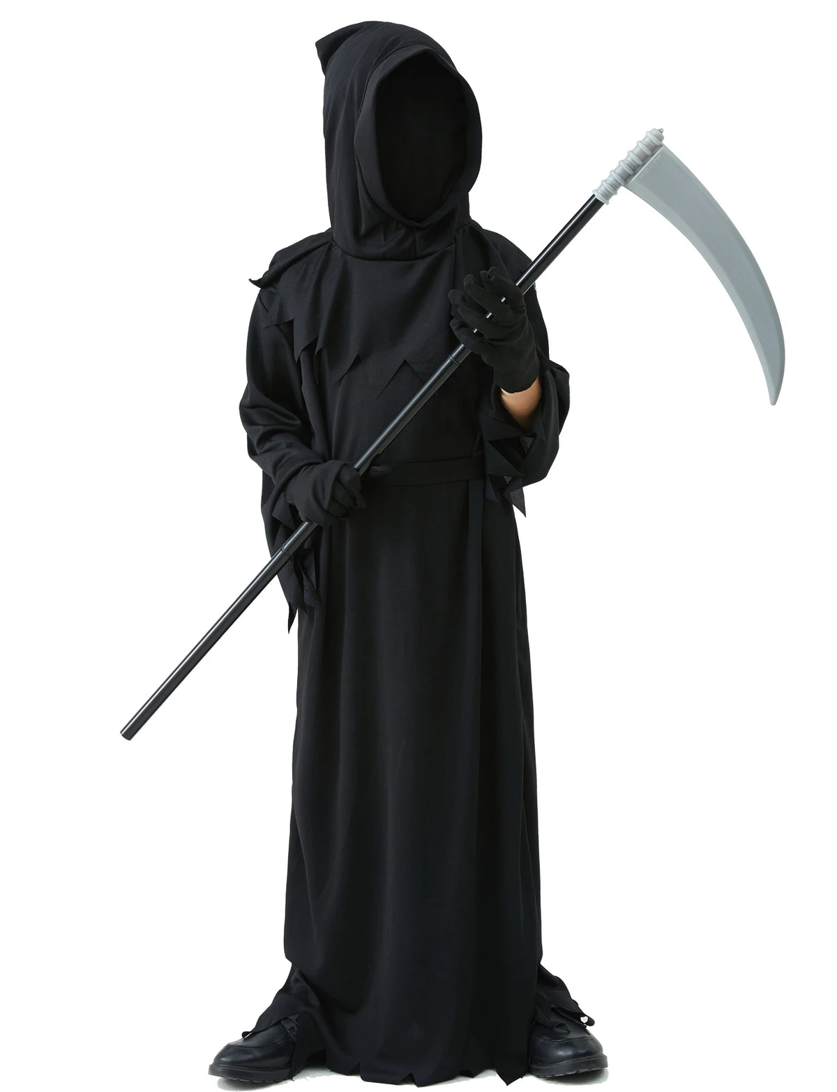 Halloween Grim Reaper Horror Costume Black Hooded Spooky Ghost Robe Dress Up Costume Adult Cosplay Mask Scythe Prop Party