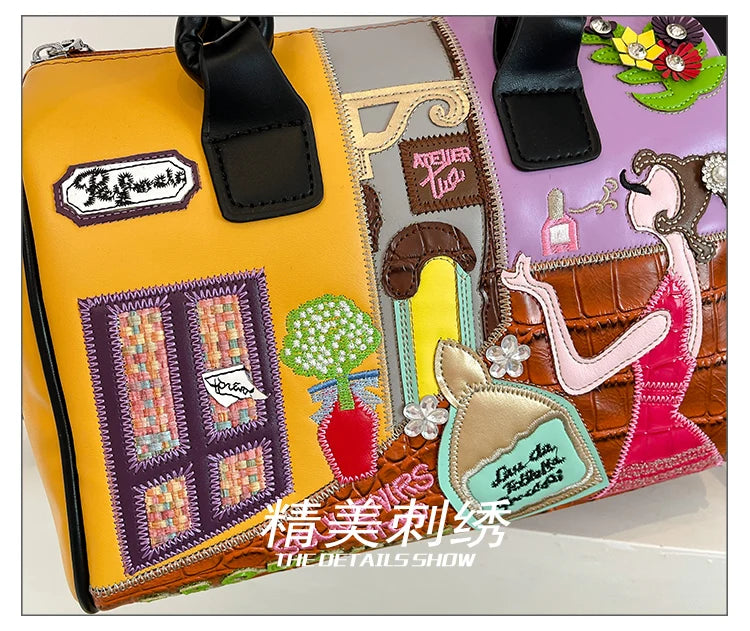 Design Patchwork Zipper 2026 Hot Sale Women's Bags Retro High Quality Women's Bags PU New Personality Stylish Shoulder Bags