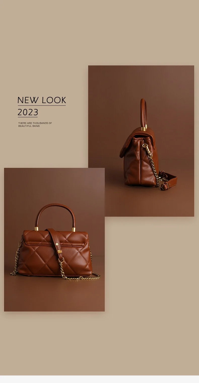 2025 new high-end diamond grid handbag fashion chain versatile shoulder crossbody bag