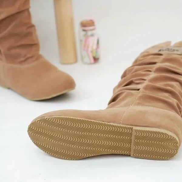 2024 New Mid-tube Snow Boots Hollow Cotton Thread Hook Lace Frosted Lady Boots Large Size Women's Shoes