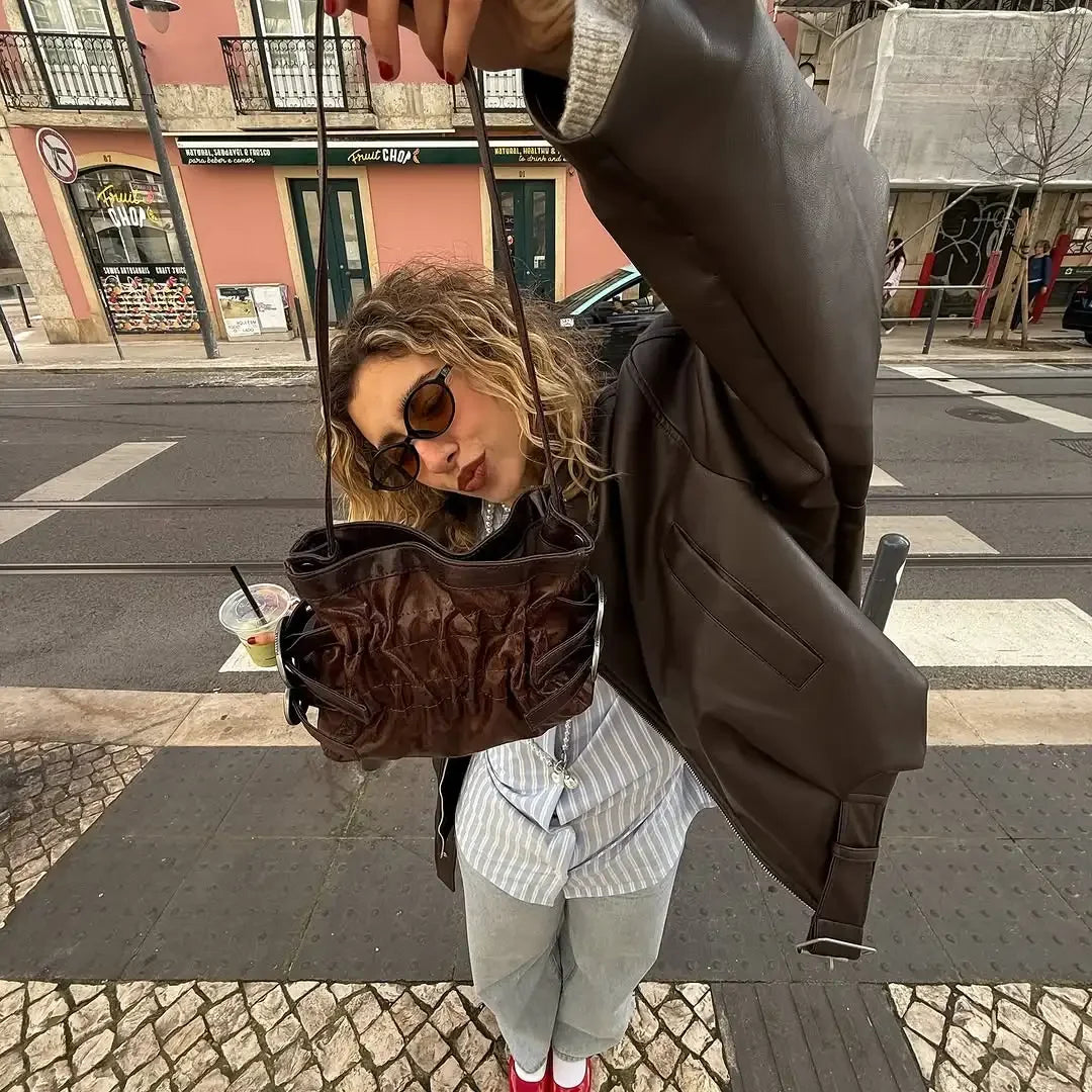 Casual Lapel Zipper Waist Belt Short Leather Jacket 2026 Women Loose Solid Pocket Pu Coat Autumn Lady Daily Highstreet Jackets
