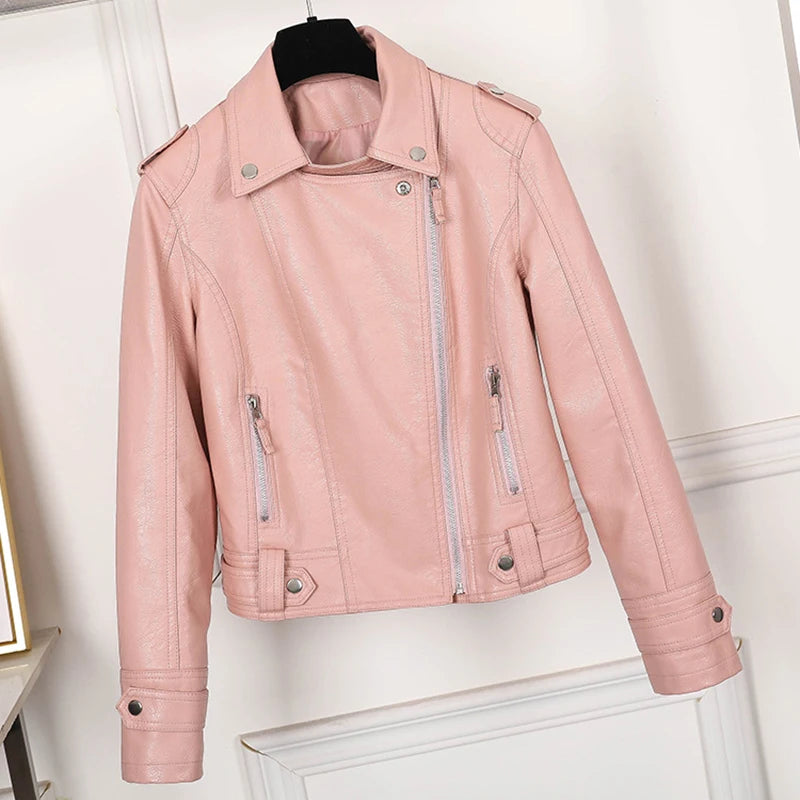Black Faux Leather Jacket Women Y2K Retro Moto Biker Windproof Pu Leather Jackets Korean Street Cropped Outerwear Woman Clothes