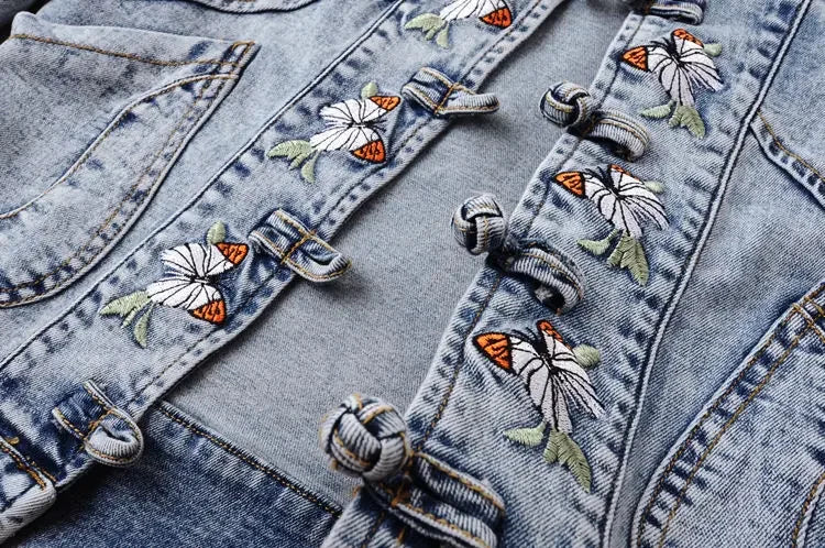 Women 2026 Spring Embroidered  Denim Jacket New Short Jackets Cardigan  Cowboy Coat Basic Jacket  Female Plus Size 3XL