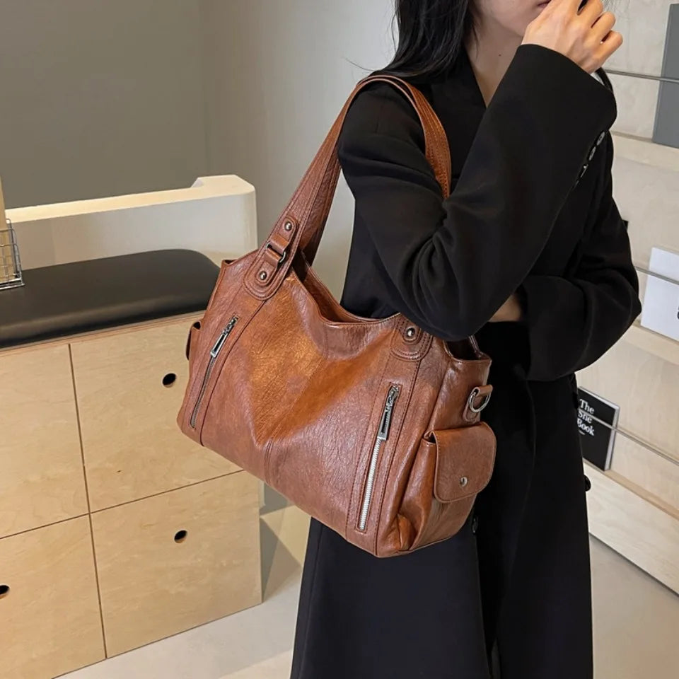 Daily Business Commuting Large Capacity Tote Hand Bags Soft Leather Shoulder Crossbody Bags for Women Handbags Sturdy Durable