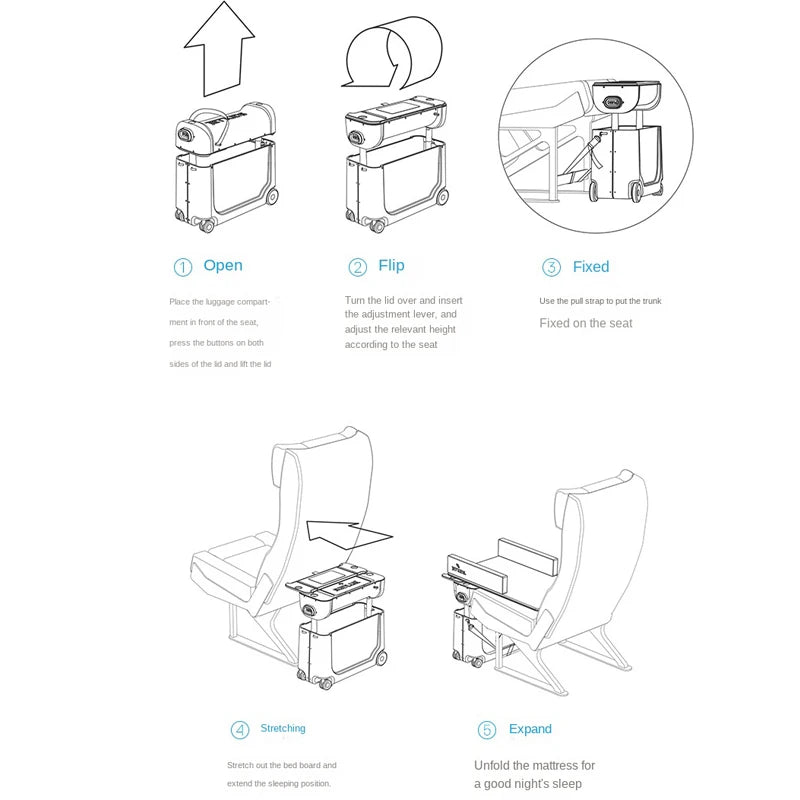 Children's Luggage Can Lie Down Can Sit Can Ride Multi Purpose Child Cabin Suitcase ABS Multifunctional Baby Traveller's Bed