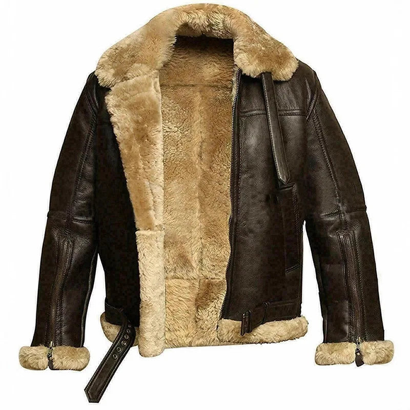 Fur Collar High Quality Men's Leather Jacket Men's Windproof Winter Brand Jacket Travel Thickened Fur Integrated Men's Jacket
