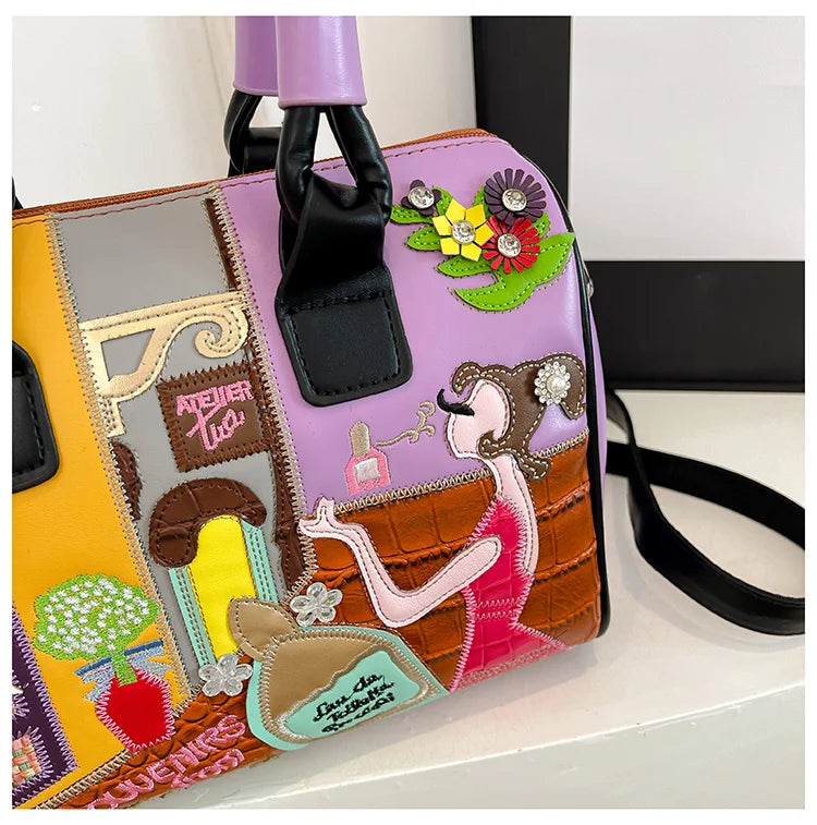 Design Patchwork Zipper 2026 Hot Sale Women's Bags Retro High Quality Women's Bags PU New Personality Stylish Shoulder Bags