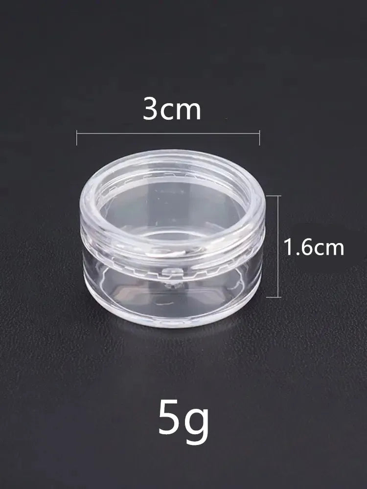 100pc 5g 10g 3g 20g/ml round small plastic  ps jar pot case bottle for Makeup Cosmetic cream sample nail art glitter dust powder
