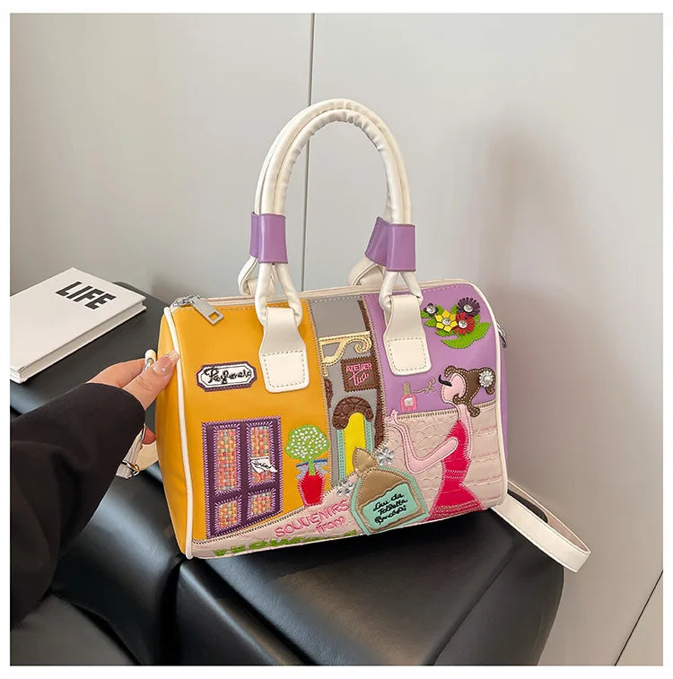 Design Patchwork Zipper 2026 Hot Sale Women's Bags Retro High Quality Women's Bags PU New Personality Stylish Shoulder Bags