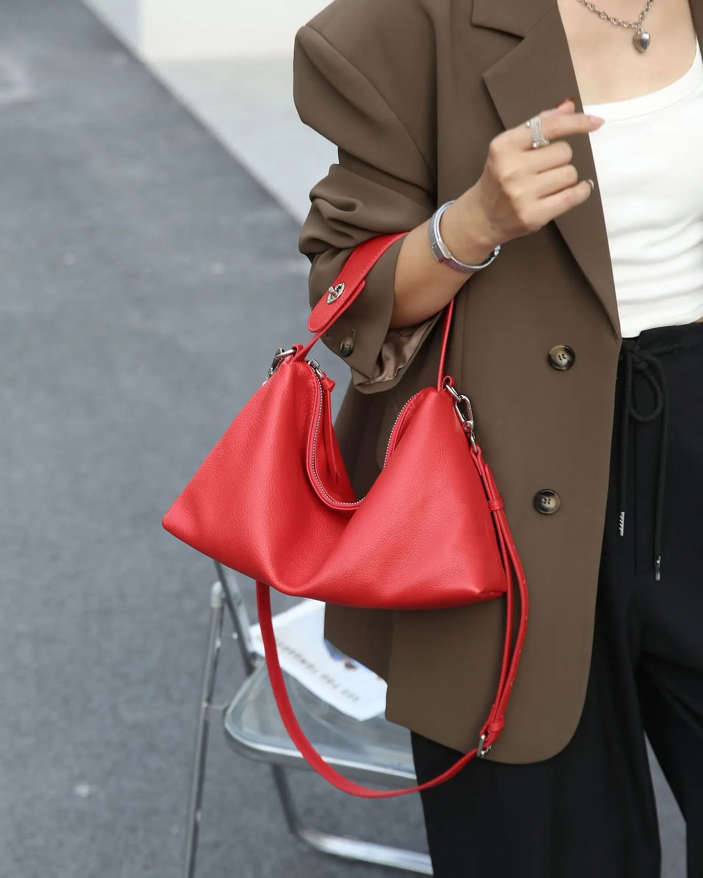 Vintage Messenger Bag Red Mom Bag Leather Bag Soft Leather Large Capacity Minimalist Crossbody Bag Women Female Luxury Bag