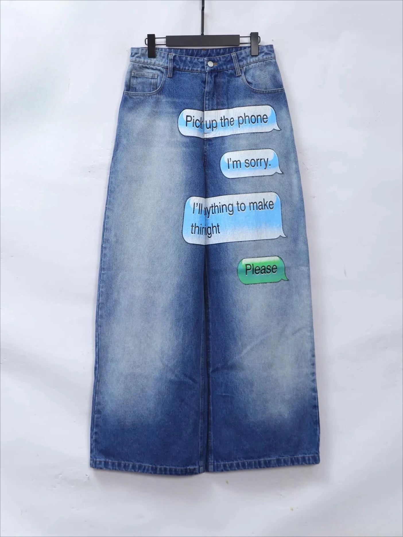 Y2K jeans high quality embroidery pattern wide leg pants Hiphop Harajuku men women denim fabric American style street wear Pants