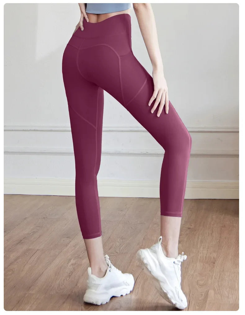 Training Leggings with Pockets for Women - High Elastic Yoga Pants Tummy Control High Waist 4-Way Stretch Gym Workout  Athletic