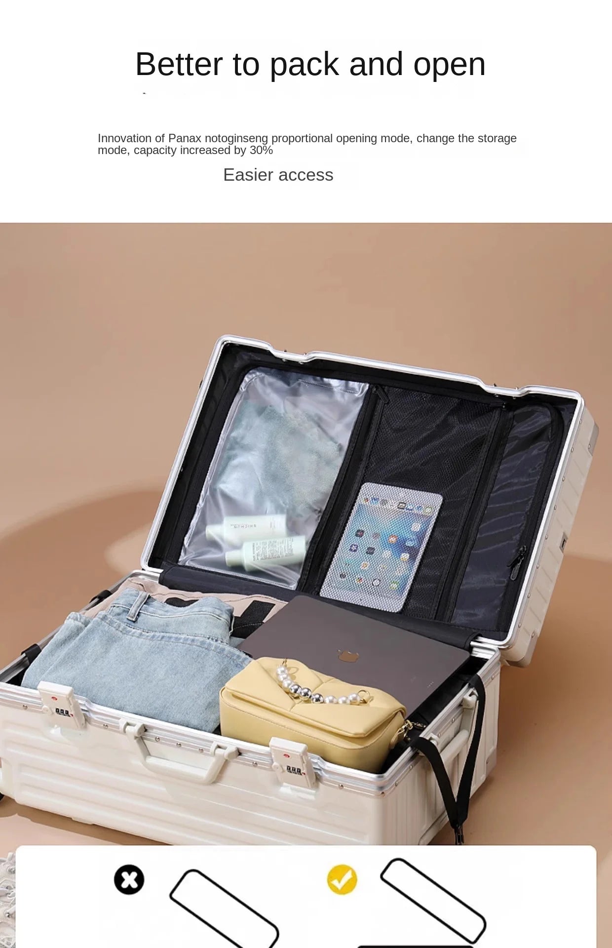 Large Capacity Suitcase 30/32 inchThickened Strong and Durable Aluminium Frame Luggage Trolley Case 20-28 inch Carry-on Suitcase