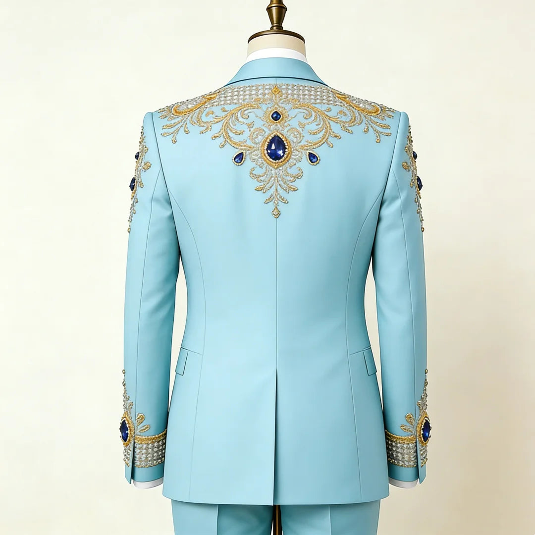 Luxury Crystals Men's Suits Shawl Lapel One Button Prom Male Party Pant Sets 2 Pieces Customized  Trajes Para Hombre