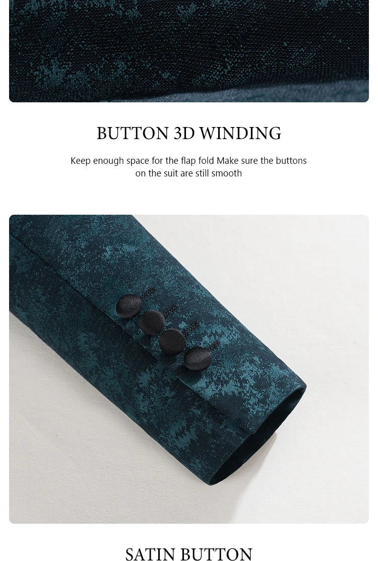 Black Luxury 2-Piece Set Men Suit Party Shawl Collar Double Breasted Business Casual Suit Groom's Wedding Dress Jacquard Pattern