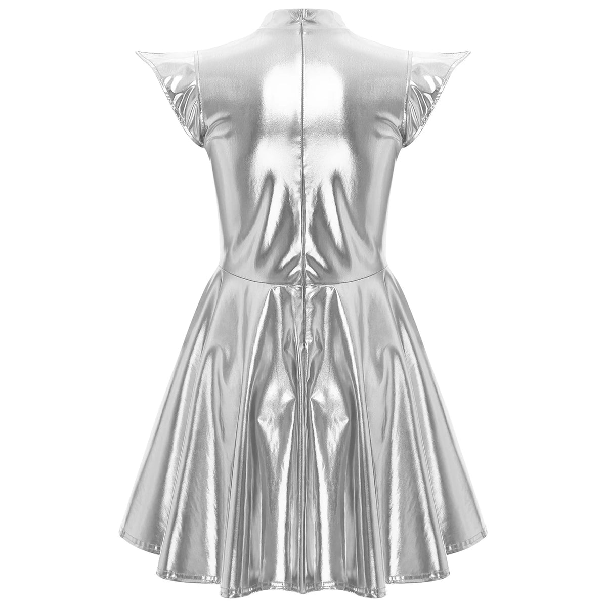 Womens Astronaut Alien Outer Space Alien Robot Cosplay Dress Halloween Cutie Costume Sequin Metallic Shiny A-line Mini Dresses