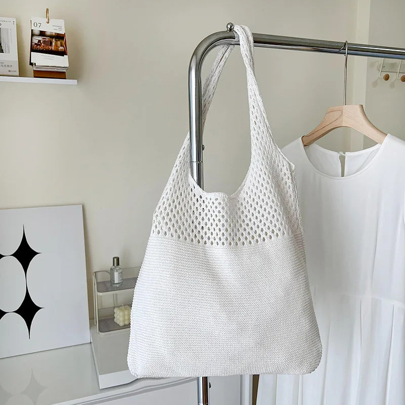 Large Capacity Shoulder Bags Fashion Women Hollow Woven Crochet Bag Knitting Handbags Eco Female Shopping Tote