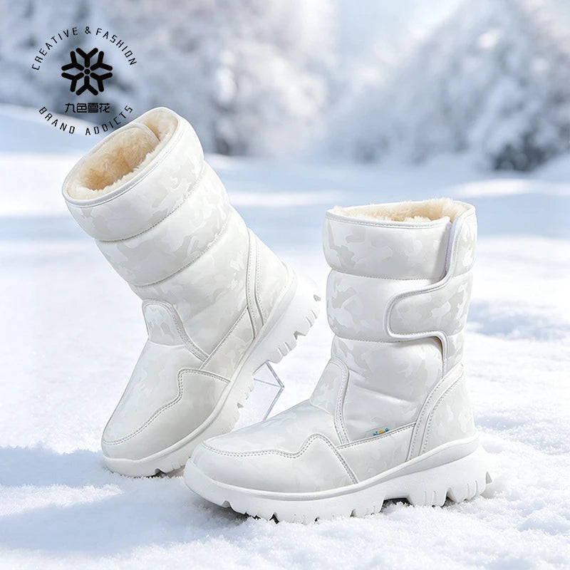 Large-Size Cotton Shoes For Winter Outdoor Thick Warm Cotton Shoes High-Top Snow Boots Winter Wild Plus Velvet Cotton Boots