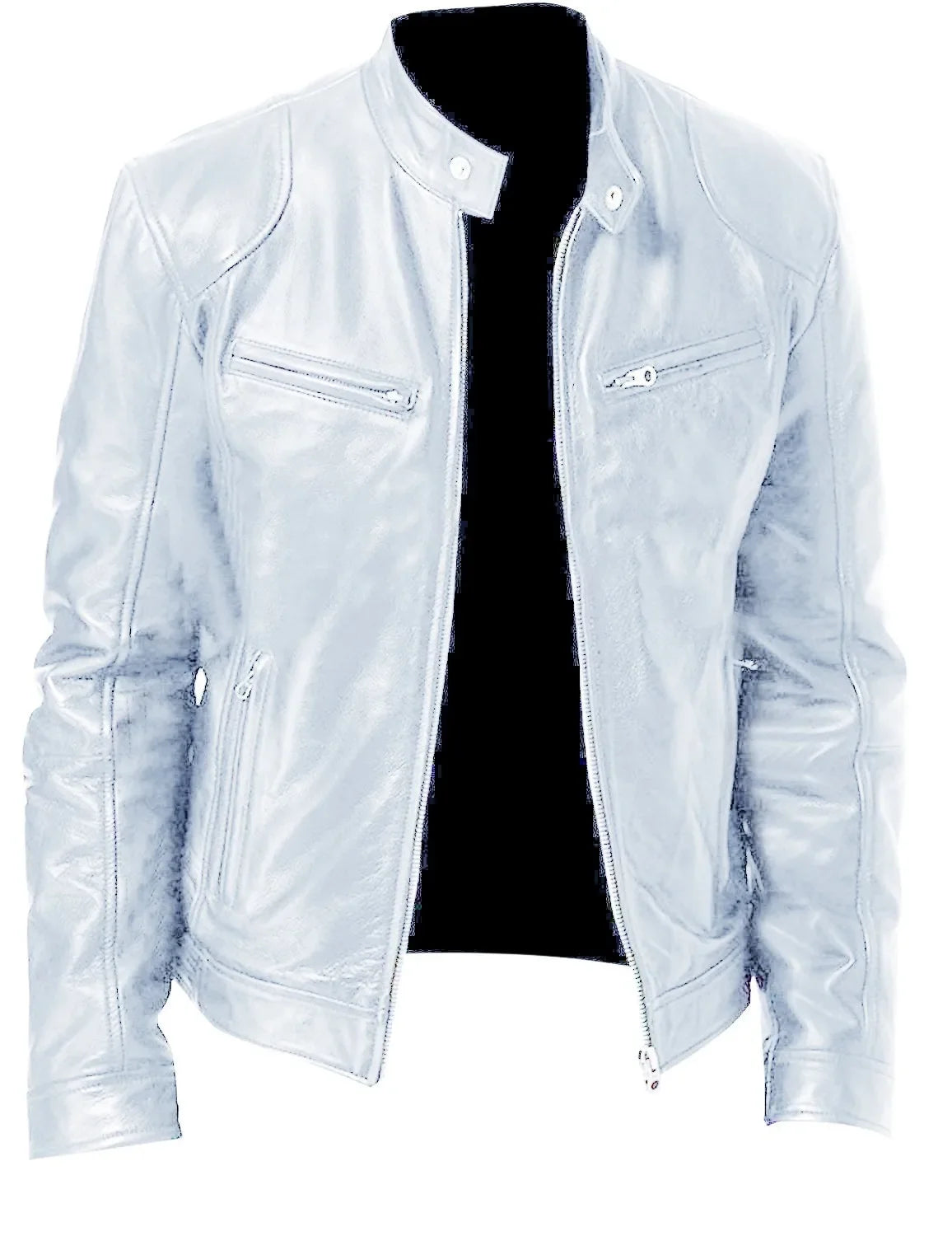 Men's Leather Jacket Bomber Motorcycle Biker Pu Leather Casual Loose Fit Faux Jacket for Men