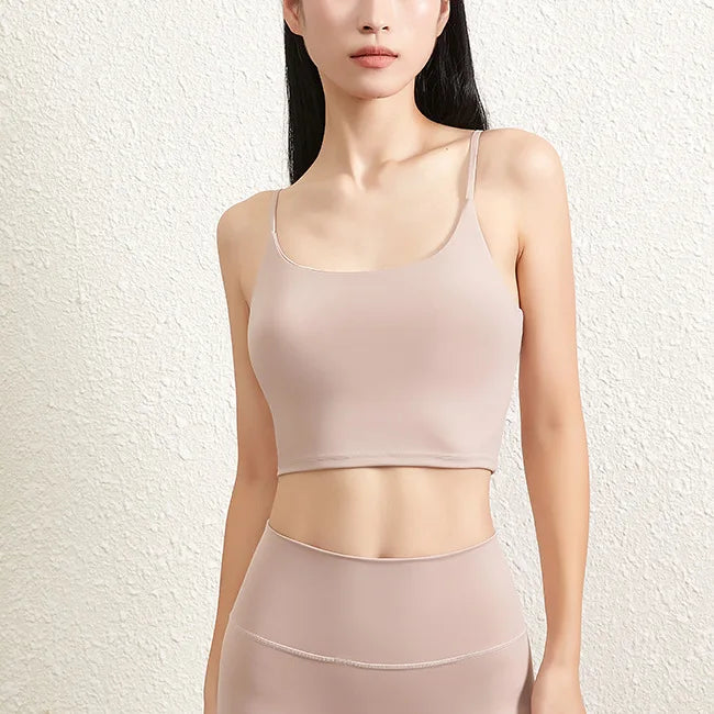 Double Face Hair Sports Girls Fall Running Fitness Vest With Chest Pad Strap Spice