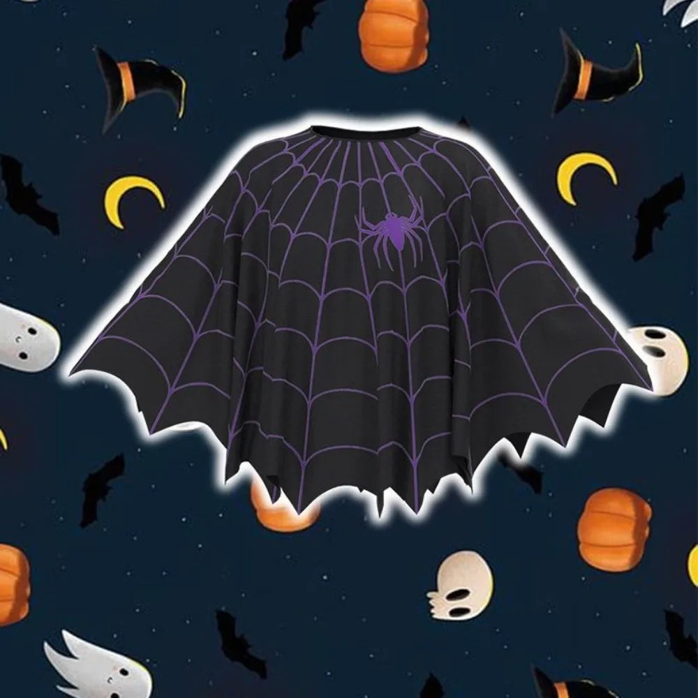 Clothing Prop Halloween Cosplay Cape Loose Spider Net Ghost Hooded Cloak Pumpkin Fun Interaction Witch Cosplay Cloak