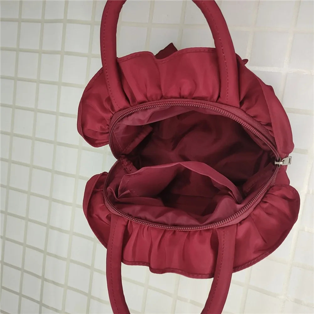 Small Women Middle Bag Top Handle Ladies Handbag Phone Bag Summer Purse National Style With Zipper Bowknot