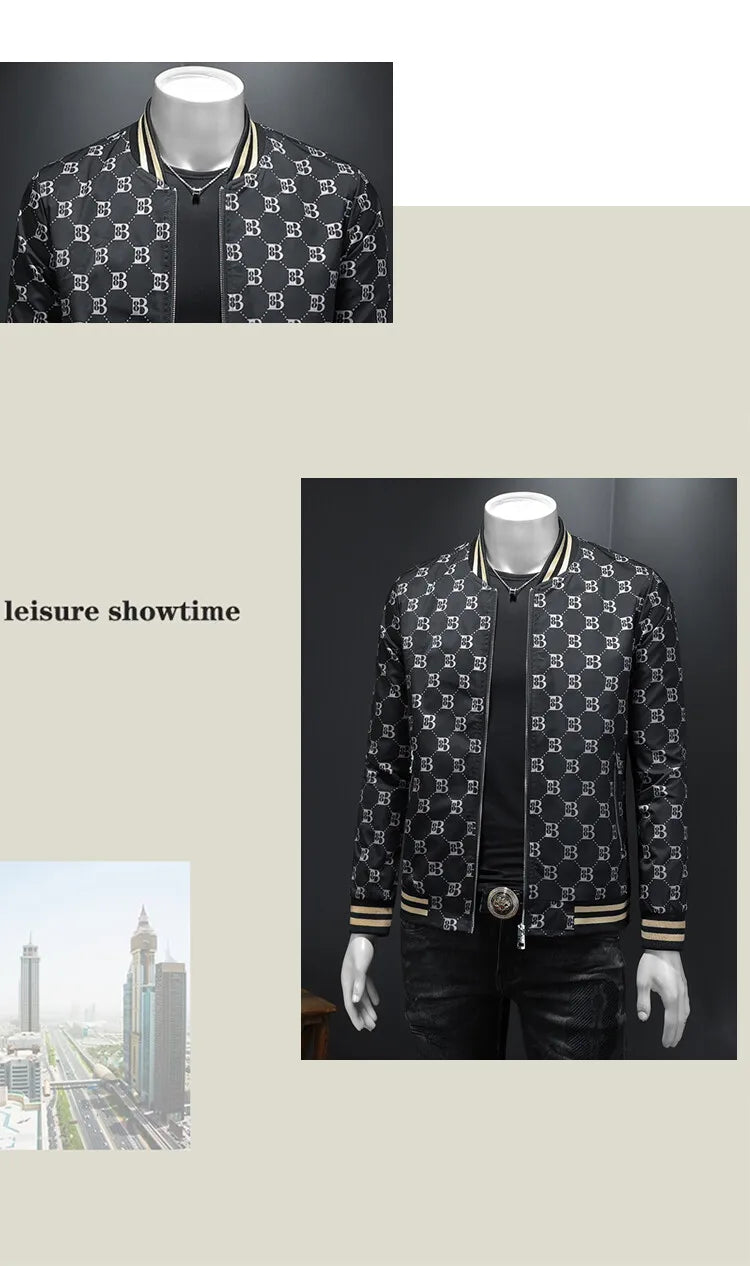 Luxury Letter Printed Baseball Jacket Men Autumn Winter Bomber Jacket Men Casual Business Windbreaker Coat Men Clothing 2025