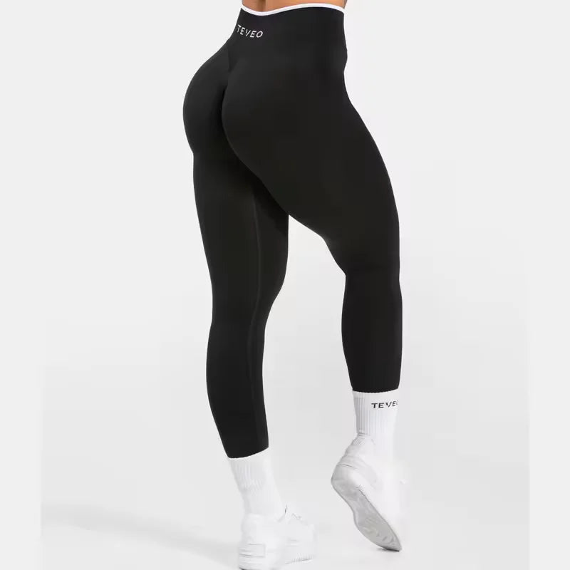 TEVEO Women's Seamless Gym Solid Sports Ignite Short White Waist Tight High Waist Hip Lifting Yoga Pants Running Sports Shorts