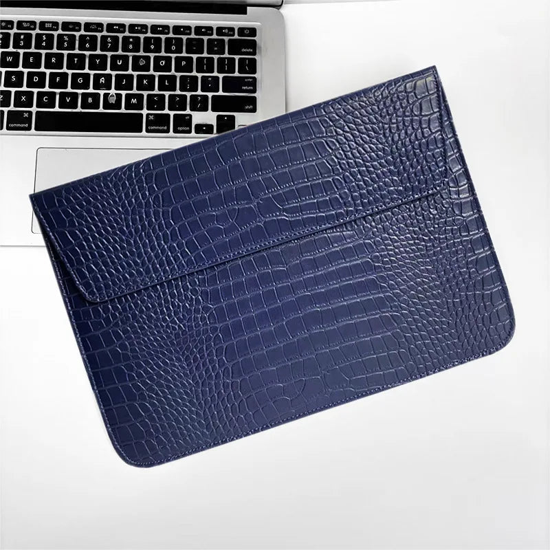 Engrave Name Crocodile Pattern Laptop Sleeve Bag Leather Luxury Waterproof Laptop Bag Fashion Notebook Computer Storage Bags