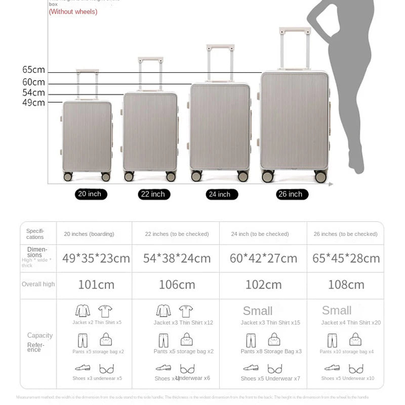 Sturdy Aluminium Frame Suitcase 28 inch Large Size Drop-resistant Trolley Case Business Suitcase 20 inch Boarding Box TSA lock