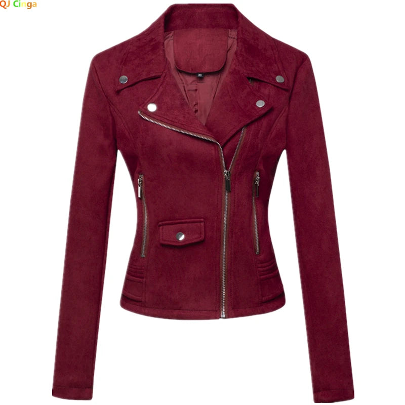 2026 New Women's Red Short Jacket, Fashion Casual Coat Black White Pink Green Brown Female Tops Outerwear XS S M L XL XXL