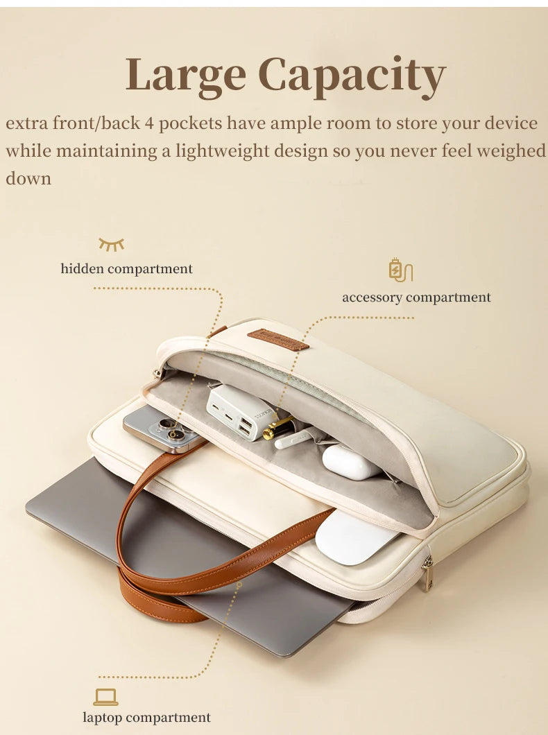 Laptop Bag Women Slim Briefcase Notebook Carring Case for MacBook Air 13 Pro 14 M5 Huawei Matebook Lenovo Acer Xiaomi 15.6 inch