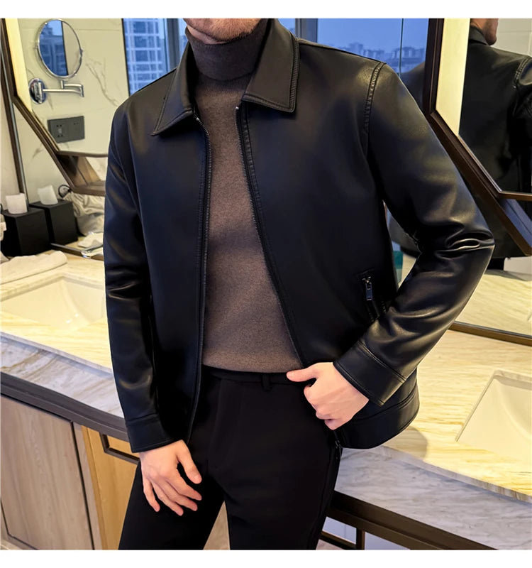 Men's 2026 Motorcycle Biker Jacket, Faux Leather PU Motorcycle Jacket, Slim Fit Stand Collar, Streetwear Zipper Jacket