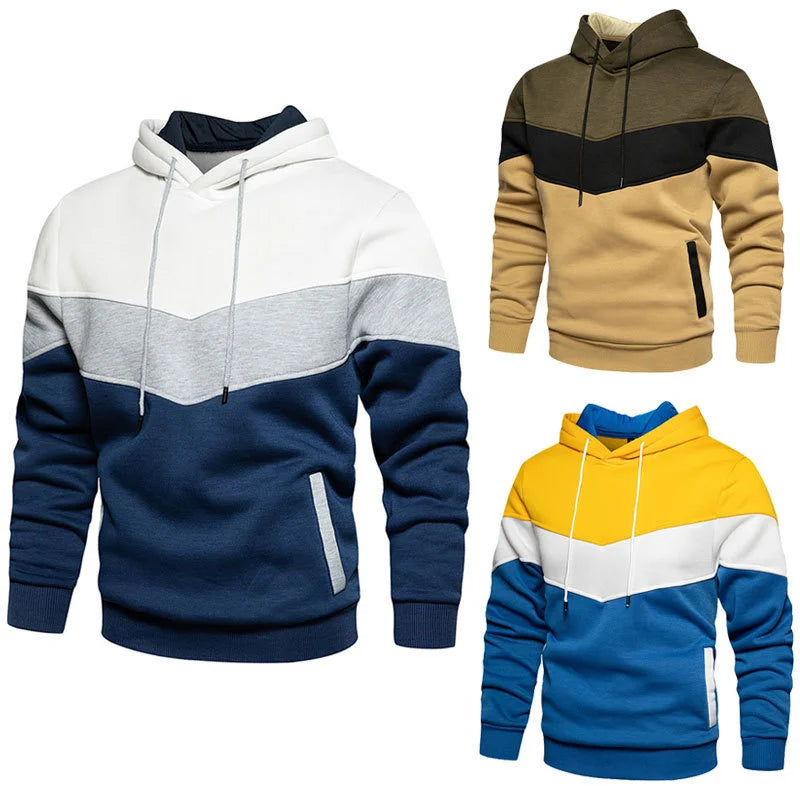 Spring Autumn Fashion splicing Men's Hoodies long sleeve Casual Hoodies Sweatshirts pure color Sweatshirt men tops Pullover