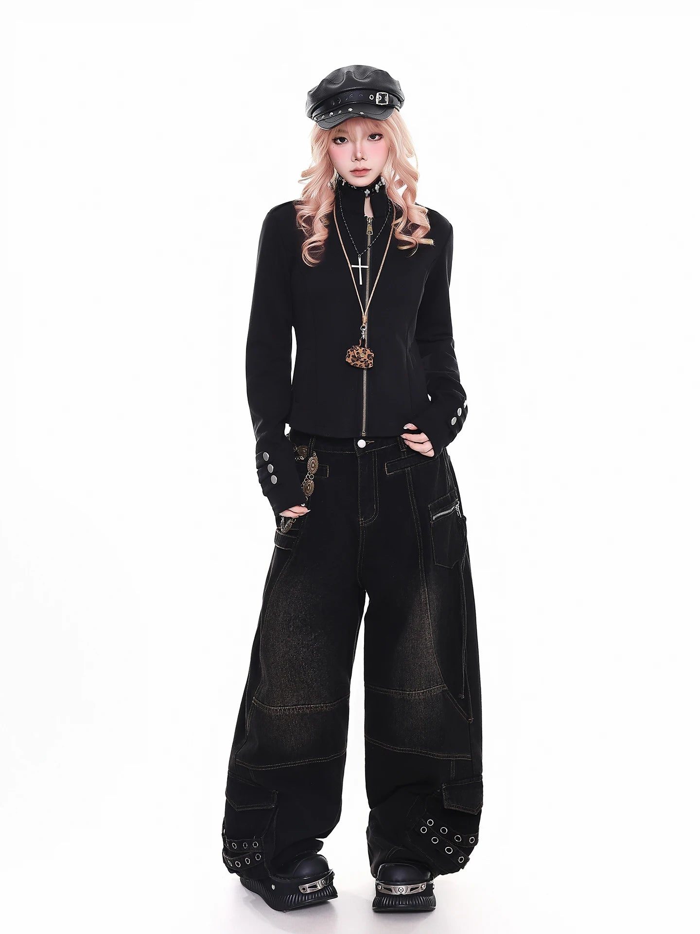 Street Style Orange Jelly Jeans Women's Loose Casual Wide Leg Pants Vintage Feel Comfortable Fit Spring Season Ladies Jeans