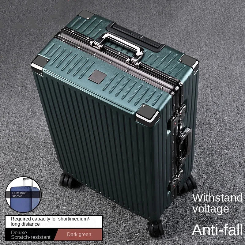 Aluminium Frame Suitcase Large-capacity Trolley Case Strong and Durable Password Cabin Bag Thickened PC suitcase 20/22/24/26/28