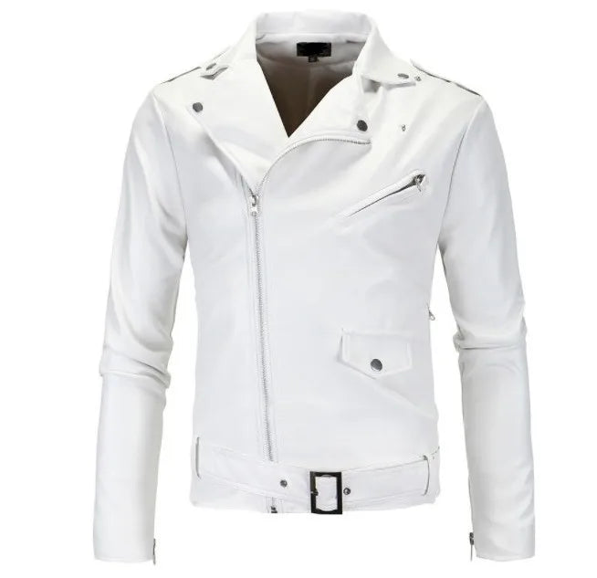 QICHE Men's Leather Jacket 2026 Slim PU Motorcycle Style Men's Jacket Fashion New Long Sleeve Casual Outerwear Coat For Men