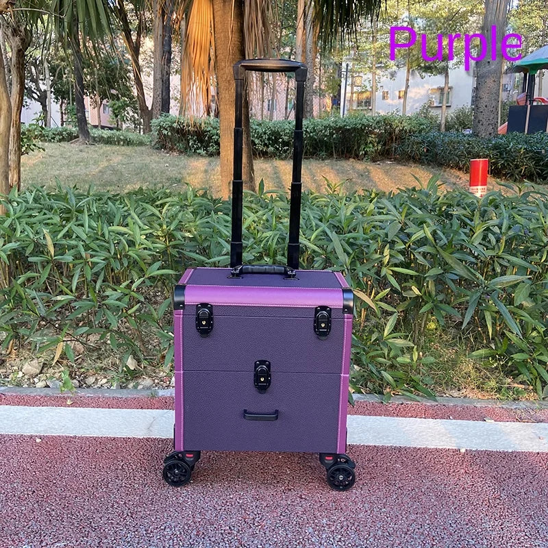 Embroidery Toolbox Beauty Nail Eyelashes Make-up Case Storage Mute Spinner Wheels Cosmetic Trolley Suitcase