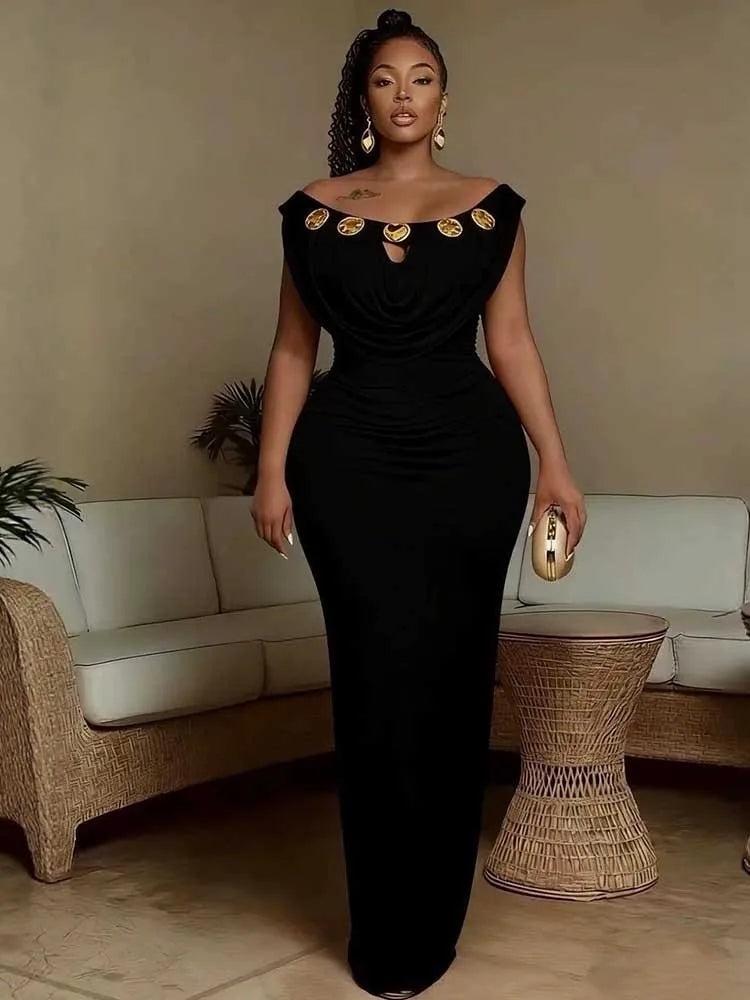 Evening Dress for Parties High Waist Slim Fit Bohemian Dress Chic Woman Wedding Invite Off Shoulder Sexy Long Dresses Elegant