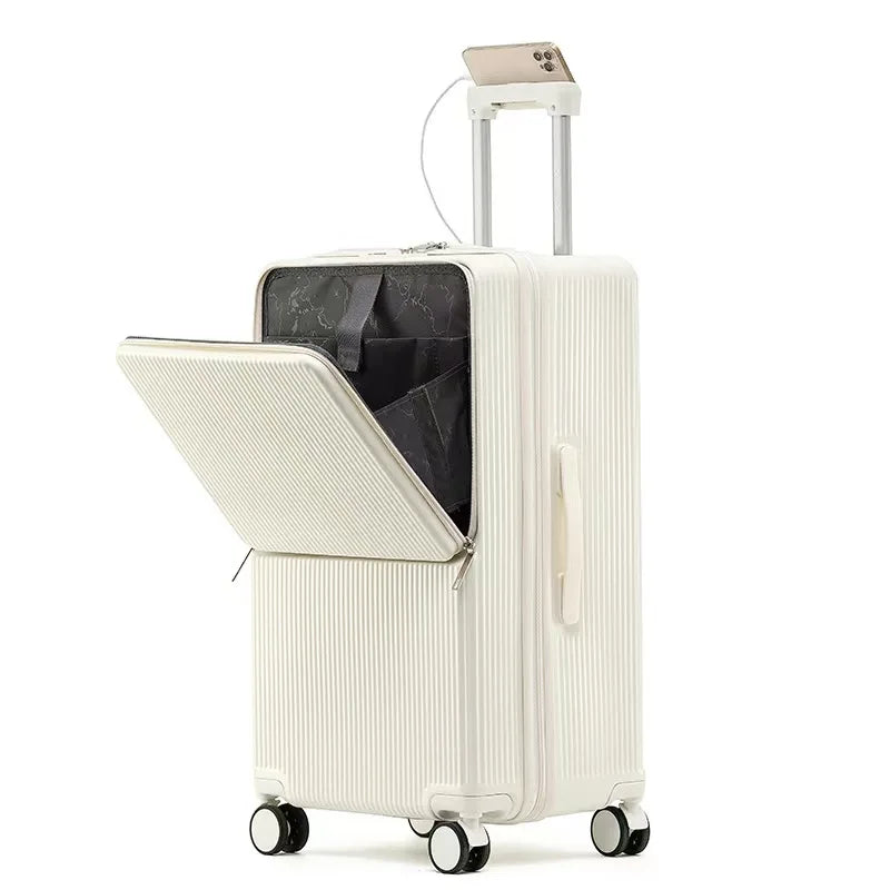 Front Opening Suitcase 20 inch Boarding Box Trolley Case 28/30 inch Luggage Large Capacity Aluminium Frame Suitcase Password Box