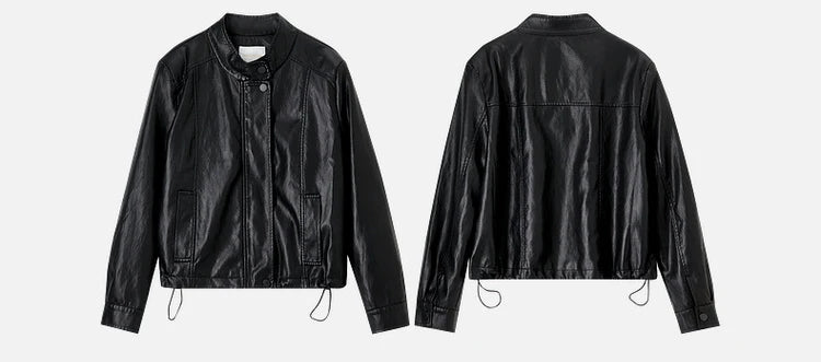 SENTUBILA Women Stand Collar Short PU Leather Jacket 2026 Autumn Winter Ladies Zipper Windproof Cropped Pu Jacket  W51G80160