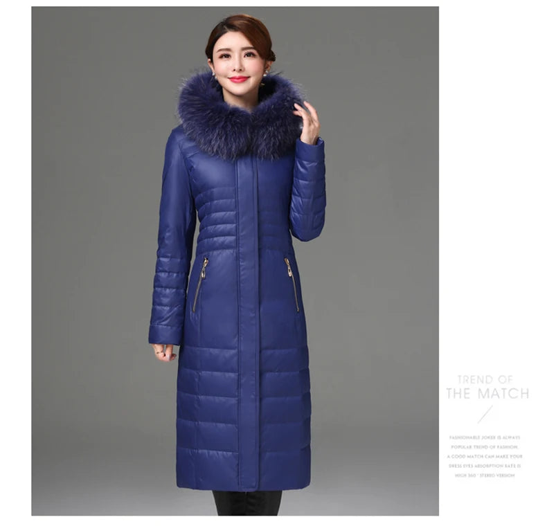 Shengyu Boya Middle-Aged and Elderly Women's Over-The-Knee Long down Jacket, Thickened Slim-Fit Coat for Mothers, New Style