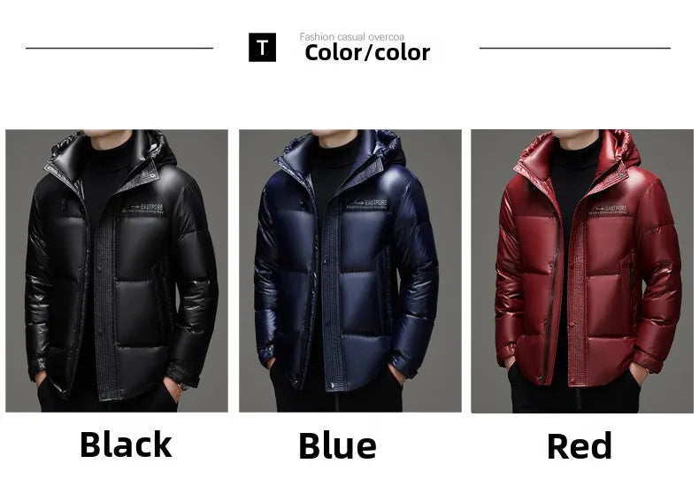 High End Thick Brand Casual Fashion Shiny Men Down Jacket Winter Warm Hooded Designer Parkas Windbreaker Puffer Feather Coats