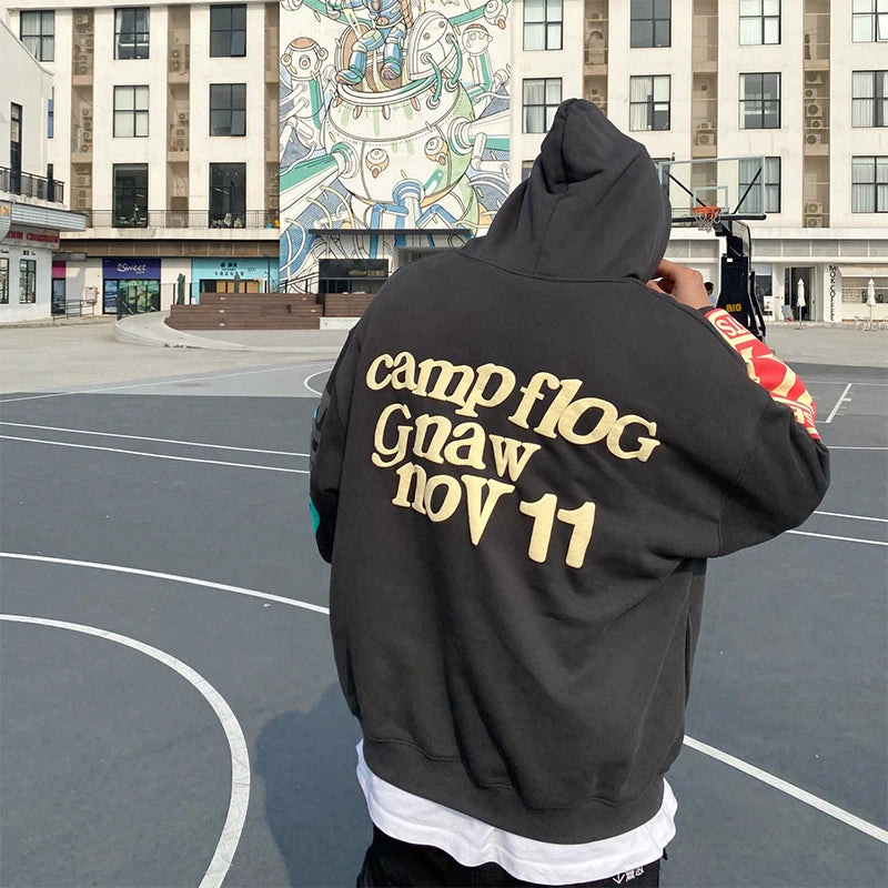 Harajuku Weirdo Graffiti Letter Printed Hoodies Men 2025 Lucky Me I See Ghosts Mens Hooded Sweatshirt Fleece Pullover Streetwear