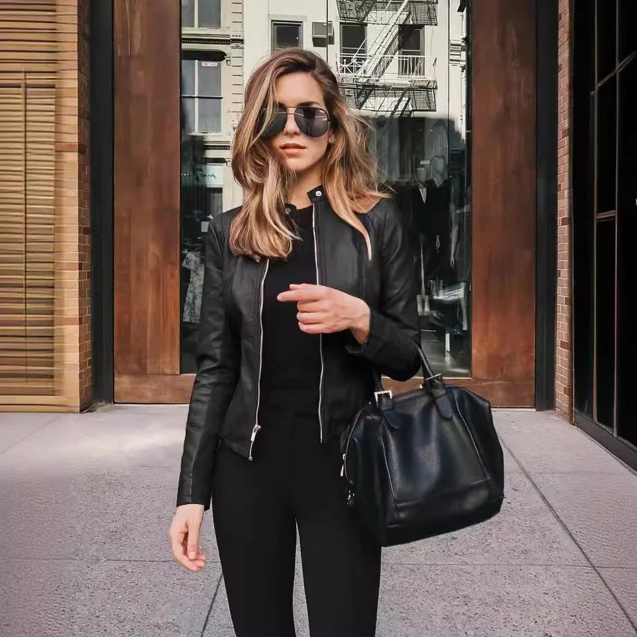 Women Outerwear Coat New Arrival Autumn Winter Fashion Leather PU Blazer Short Casual Slim Fit Trendy Streetwear Top