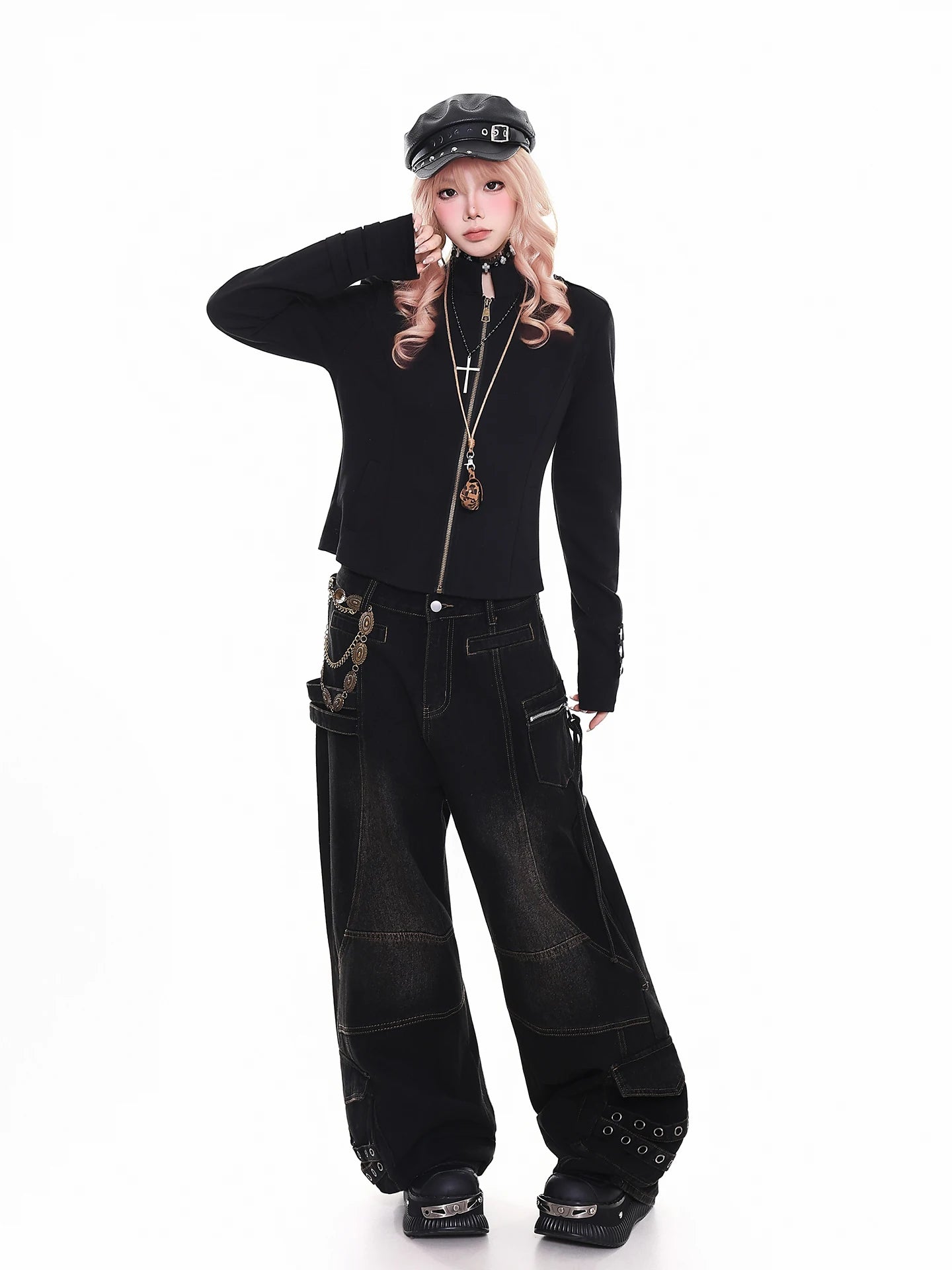 Street Style Orange Jelly Jeans Women's Loose Casual Wide Leg Pants Vintage Feel Comfortable Fit Spring Season Ladies Jeans
