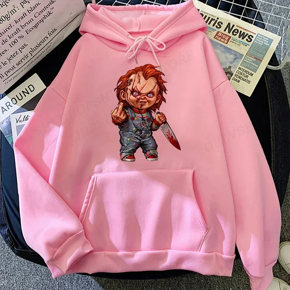Men Fashion Hoodie Japanese Y2k Fleece Sweatshirt Pullovers Halloween Sweatshirts Men's Clothing Pullovers Horror Chucky Hoodies