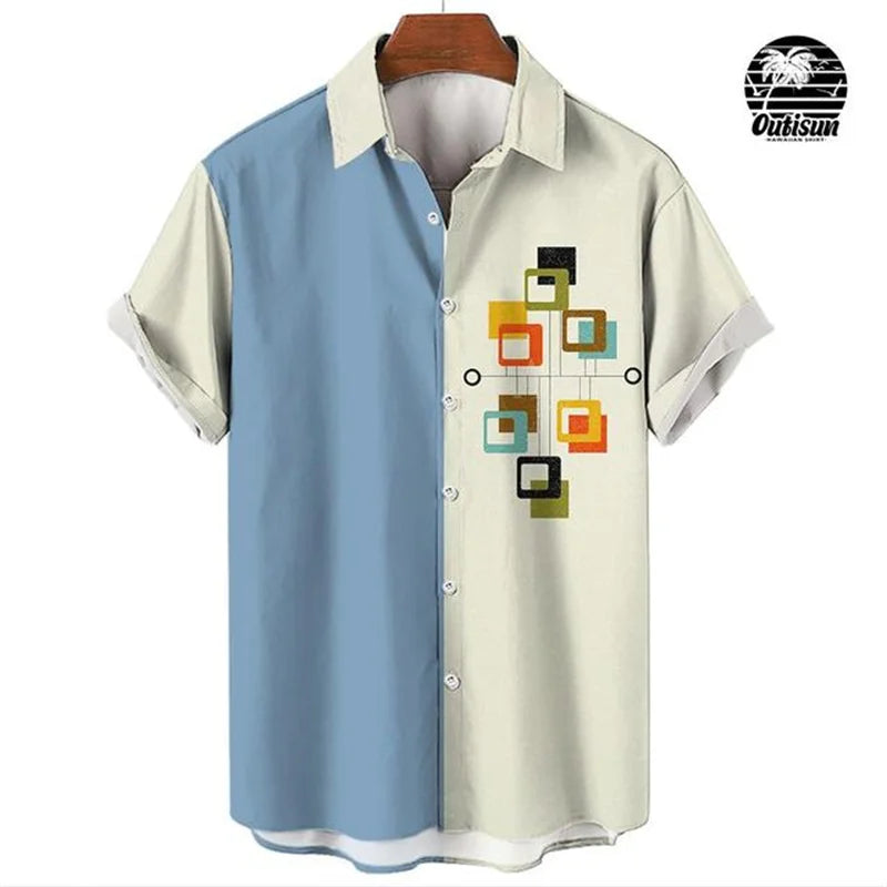 Men Stripe Elegant Blouse Color Printing Idols Clothes Robe Soccer Short Sleeve Casual Social Cufflinks Oversized Fashion Shirts